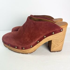 Kork-Ease Sudbury Clog Dark Red Suede Size 6 burgundy maroon Boho